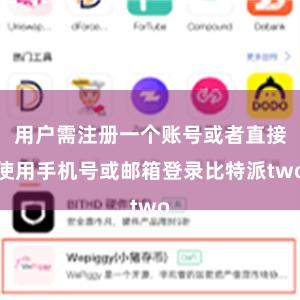 用户需注册一个账号或者直接使用手机号或邮箱登录比特派two